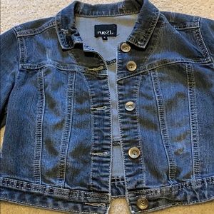 Denim jacket cropped length distressed